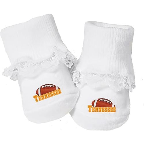 Baby Toe Bootie Socks with Lace for Tennessee Fans