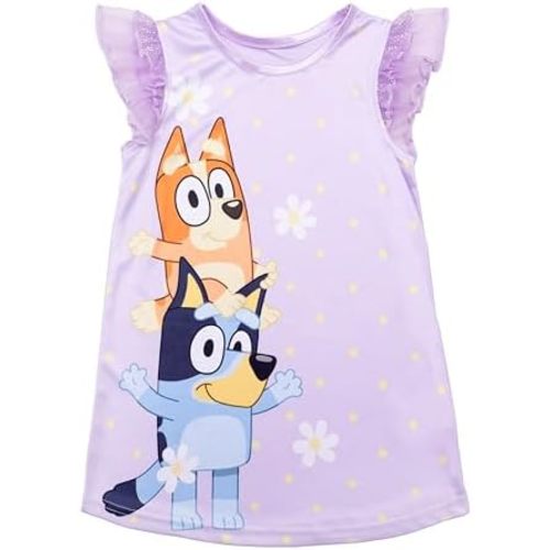 Bluey Girls' Nightgown, Comfortable Gown Sleepwear, Pajama Nightwear