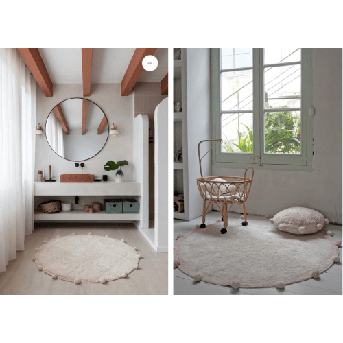 WASHABLE ROUND RUG BUBBLY NATURAL - NUDE