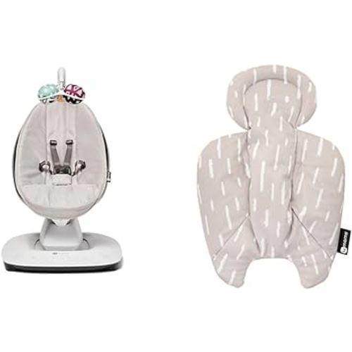 4moms MamaRoo Multi-Motion Baby Swing and Reversible Plush Newborn Insert Bundle, 5 Motions, Bluetooth, Machine Washable