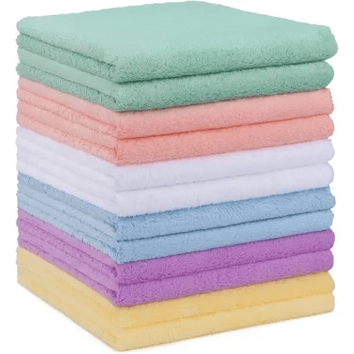 HOMEXCEL Baby Washcloths 12 Pack-Microfiber Baby Bath Face Towel 11.5 x 11.5 Inch Extra Absorbent and Soft Burp Cloth and Wash Cloths for Newborn-Infants and Toddlers-Gentle On Sensitive Skin