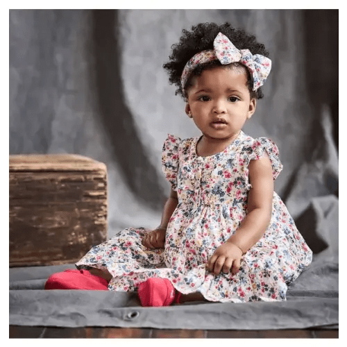 Newborn Jet Ivory Ditsy Floral Baby Ditsy Floral Tiered Dress by Janie and Jack