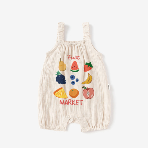 FRUIT MARKET Baby Slogan Cotton Overalls