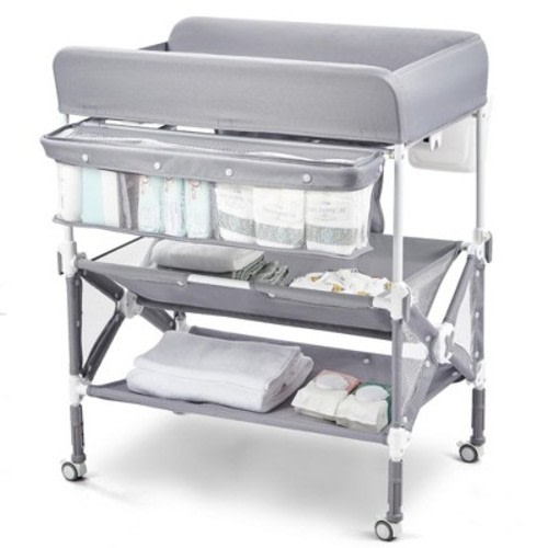 Portable Baby Changing Table, Babevy Foldable Diaper Change Table with Wheels