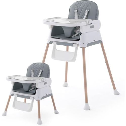 3 in 1 Baby High Chair,Adjustable Convertible Chairs Baby High Chairs for Babies and Toddlers,Portable and Easy to Clean,Gray
