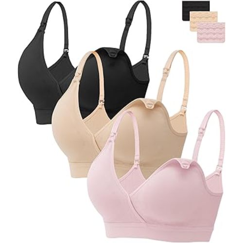 HBselect Nursing Bras for Breastfeeding, Seamless V Neck Maternity Bra Wireless Women Pregnancy Postpartum Bra Sleep Bralette