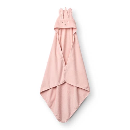 Organic Cotton Baby Bath Towel – Hooded Toddler and Baby Towels for Newborn Girls – Super Soft and Absorbent, 32 x 32 (Rabbit - Blush)