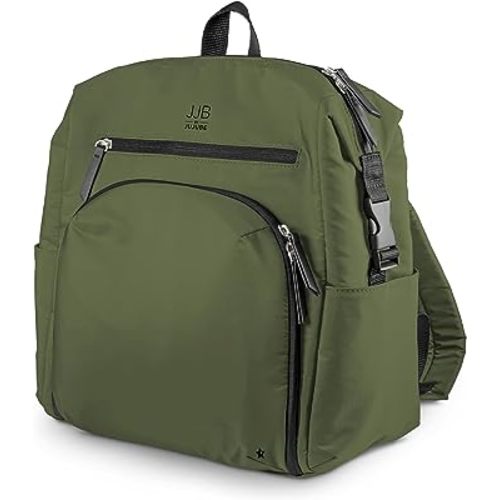 JuJuBe New Modern Diaper Bag Backpack with Portable Changing Pad, Baby Stroller Straps, Large Travel Backpack for Boy or Girl, For Carrying Baby Bottles, Baby Wipes, Diapers, Pacifiers, Olive