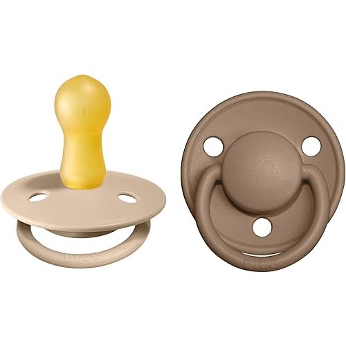 BIBS Pacifiers - De Lux Collection | BPA-Free Baby Pacifier | Made in Denmark | Set of 2 Vanilla/Dark Oak Color Premium Soothers | Size 6-18 Months
