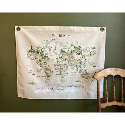 Animals World Map Woodland Tapestry | Kids Christmas Present