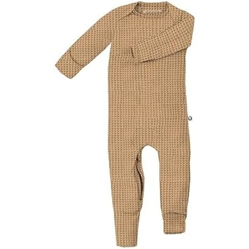 GUNAMUNA Unisex Newborn Baby Convertible Waffle Knit Pajama Sleep Onesie with Diaper Zipper, Footless Romper Sleeper