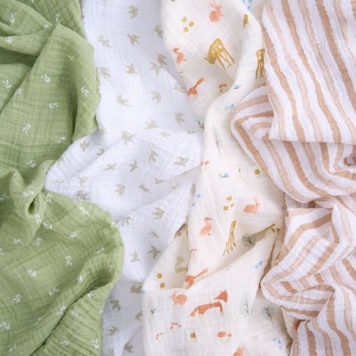 aden + anais essentials Muslin Swaddle Blankets - Woodland - 4pk