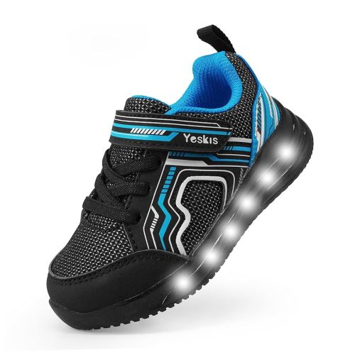 YESKIS Toddler Boys Girls Light Up Shoes LED Flashing Lightweight Mesh Breathable Adorable Running Sneakers for Toddler and Little Kid