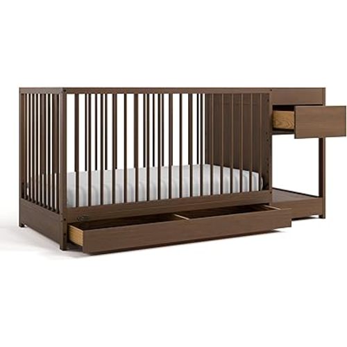 Graco Teddi 5-in-1 Convertible Crib & Changer with Drawer (Hazelnut) – GREENGUARD Gold Certified Baby Crib Crafted from Wood, Converts to Toddler Bed, Daybed, and Full-Size Bed
