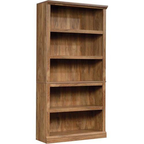 Sauder 5 Tier Book Shelf Wooden Bookcase Multipurpose Bookshelf for Home Office, Living Room, in Sindoori Mango