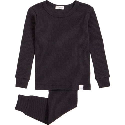 FIRSTS BY PETIT LEM Kids' Caviar Organic Cotton Rib Fitted Two-Piece Pajamas, 12M