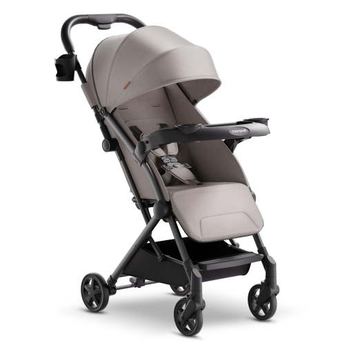 Mompush Lithe V2 Lightweight Stroller with Snack Tray, Newborn Nest Mode, Khaki, 17.3LB, Unisex
