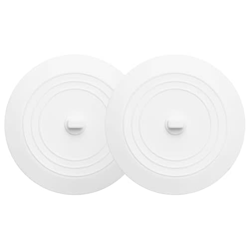 Vaincre White Bathtub Drain Stopper - 2PCS 5" Silicone Kitchen Bathroom Hair Water Shower Stopper, Bathtub Drain Plug, Universal Flat Suction Shower Kitchen Cover, Bathroom Laundry Accessories