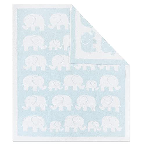 Living Textiles Chenille Baby Blanket - Blue Elephant Ultra Soft, Thick, and Versatile | Warm Blanket for Newborns, Throw Blanket for Crib, Stroller Cover | Perfect Baby Gift 40 x 30 inches