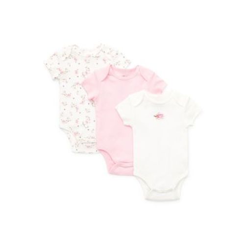Girls' Rose Bodysuits, 3 Pack - Baby
