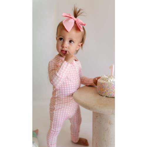 Infant Romper in Pink Gingham – Silks
