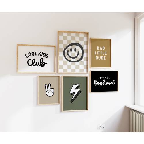 Long Live Boyhood Gallery Wall Set of 6 Downloadable Prints, Boho Boy Room, Boy Nursery Wall Decor, Playroom Printable, Cool Kids Club Print