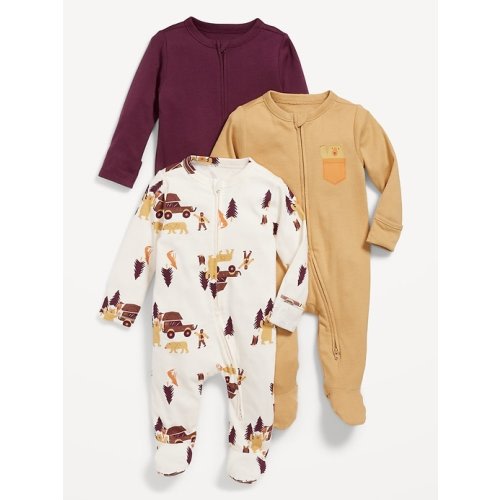 3-Pack Unisex 2-Way-Zip Sleep & Play Footed One-Piece for Baby | Old Navy