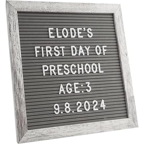C CRYSTAL LEMON Letter Board, 336 Letters Numbers & Symbols, 10x10 inches, Changeable Wooden Message Board Sign, Wood Frame, Wall Mount, with Display Stand (Rustic Gray)
