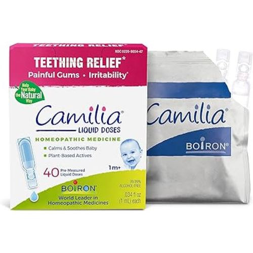 Boiron Camilia Drops - Relief of Painful or Swollen Gums and Irritability in Babies - for Daytime and Nighttime - Single Dose Liquid Droppers for Baby