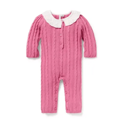 Baby Rosy Heather Baby Cable Knit Collared One-Piece by Janie and Jack