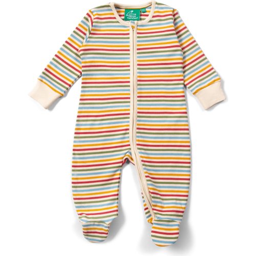 Cream Rainbow Zip Organic Babygrow, Multi - Little Green Radicals Pants | Maisonette