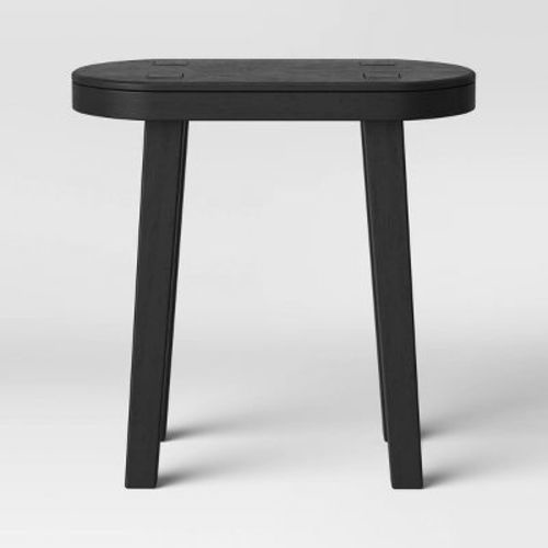 Woodland Short Carved Wood Table Black - Threshold™: No Assembly, Round Traditional Accent Table