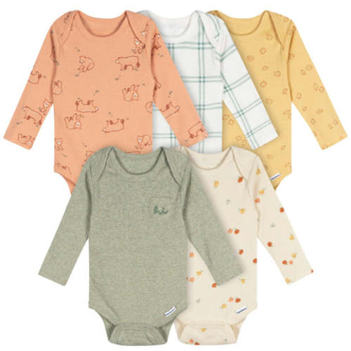 5-Pack Baby Neutral Fall Feels Long Sleeve Bodysuits