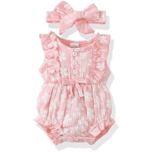 Renotemy Newborn Infant Baby Girl Clothes Rompers Summer Jumpsuits Short Sleeve Romper Infant Baby Clothes Girl