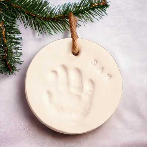 Baby Hand and Footprint Kit – Personalised Baby Keepsake with Gold Paint, Clay Handprint & Footprint Ornament Maker for Newborns, Toddlers