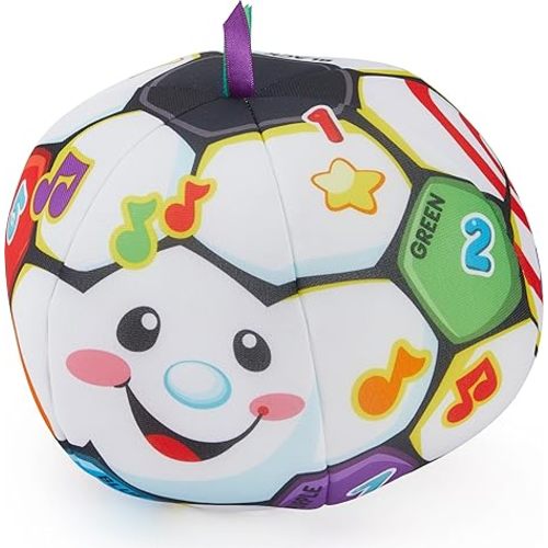 Fisher-Price Baby to Toddler Toy Laugh & Learn Singin’ Soccer Ball Musical Plush with Educational Phrases for Infants Ages 6+ Months (Amazon Exclusive)