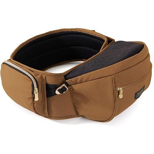 Sunveno Baby Carrier with Hip Seat,Ergonomic Baby Hip Carrier, Front-Facing Baby Holder, Anti-Slip Seat Surface, Wide and Adjustable Waistband,Multiple Pockets, Newborn to Toddler up to 45lbs, Brown