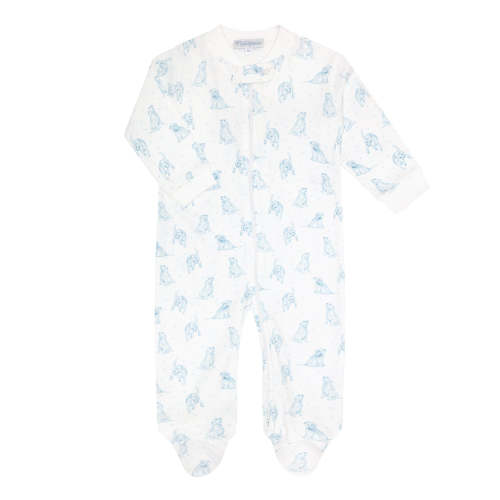 Blue Puppy Love Zipper Footie - 6-9