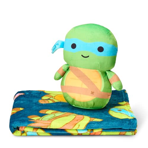 NORTHWEST Nickelodeon Teenage Mutant Ninja Turtles, Cute Leo, Silk Touch Throw and Hugger Set, 50 x 60 Inches