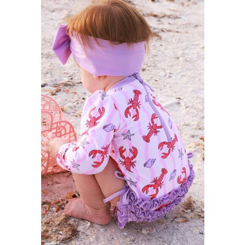 Long Sleeve Rash Guard With Ruffle Bottom | Pinch Me Pink