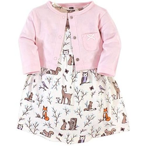 Hudson Baby Baby Girls' Cotton Dress and Cardigan Set
