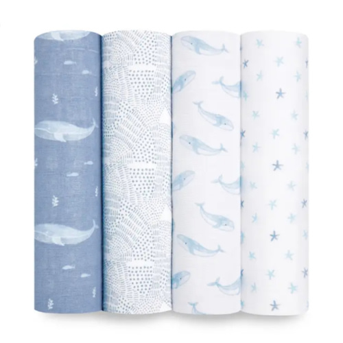 Aden + Anais Organic Cotton Swaddles 4pk - Oceanic