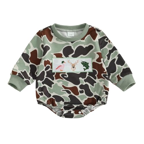 Infant Long Sleeve Bubble Romper Baby Boy Fall Winter Outfits Newborn Waffle Knit Embroidery Bodysuit Clothes