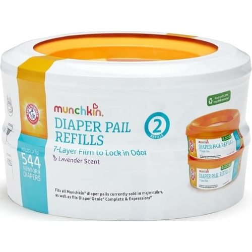 Munchkin Arm & Hammer Diaper Pail Refills, Lavender, 2 Pack
