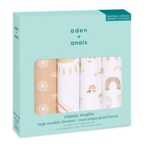 aden + anais keep rising classic muslin 4pk swaddles
