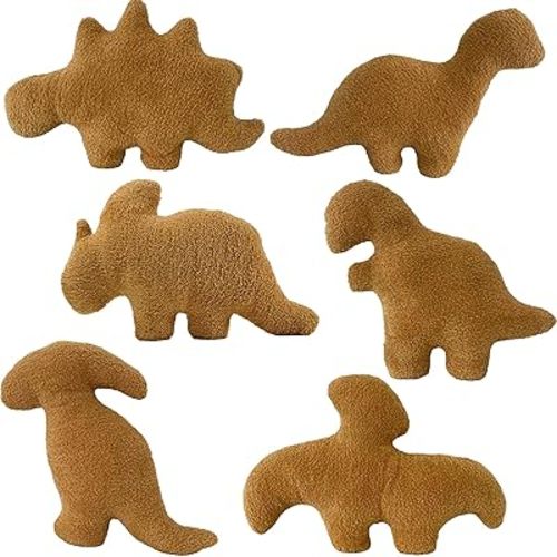6 Packs Mini Dino Nugget Pillow Plush, 8.8 inches Dino Chicken Nugget Pillow Stuffed Animal Plush Toy, Dino Nugget Dinosaur Party Decoration Birthday Gift for Kids Boys Girls