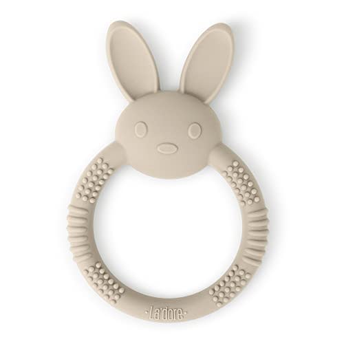 La'dore Baby Teething Toys Premium Baby Teether Soft Food-Grade Silicone Teethers for Babies – Cute Animal-Shaped Easy to Clean Teething Ring Soother for Infants (Bunny/Saddle)