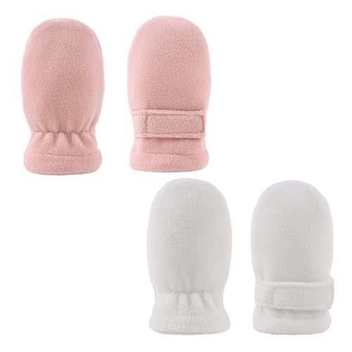 MniJiza Newborn Baby Mittens Toddler Winter Warm Fleece Lined Gloves No Scratch Adjustable Mitten for Infant Boys Girls