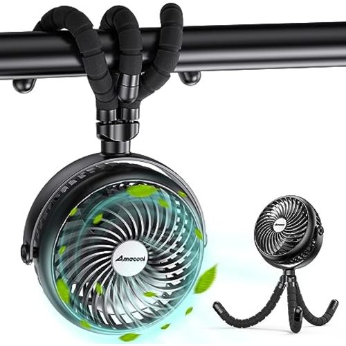 AMACOOL Baby Stroller Fan - 5" in Black