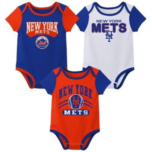 Mlb New York Mets Infant Boys' 3pk White Bodysuit - 0-3m